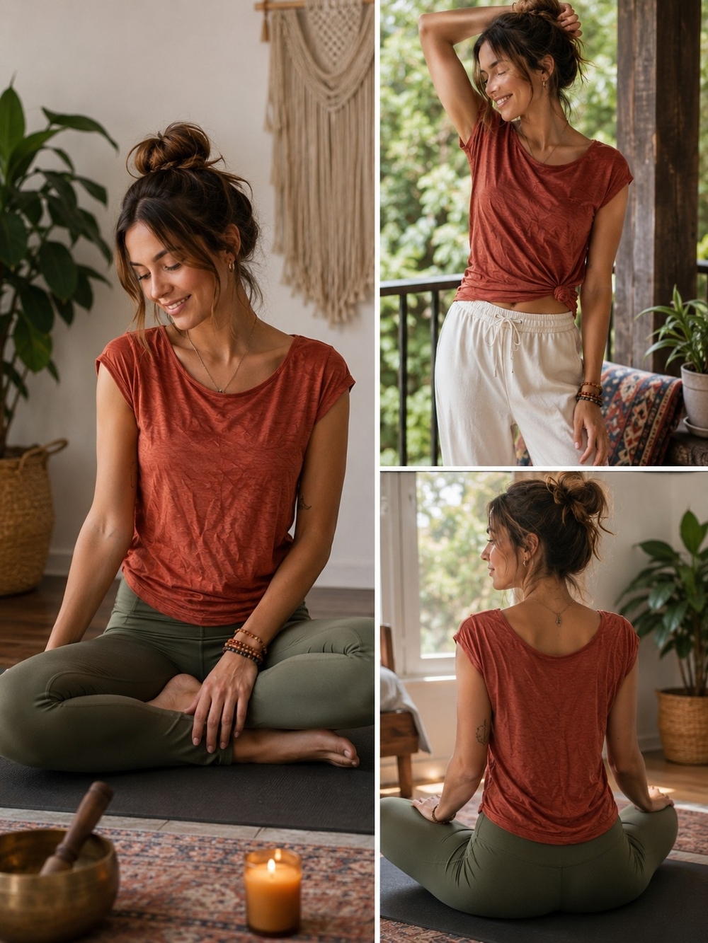 SAHALIE Women's Rust Short Sleeve Knit Tee